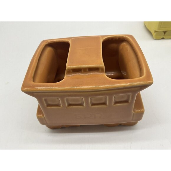 Shawnee Vintage 4 Piece Pottery S.R.R. Train Engine and Cars Planter Set MCM - Picture 12 of 16